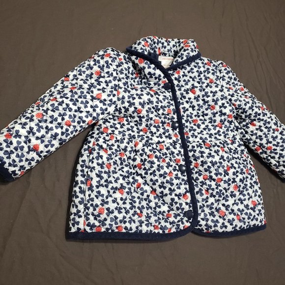 Quilted Puffer Jacket Ladybug Clover Design Lined Snap Closure Collared 18-24m - Picture 1 of 6